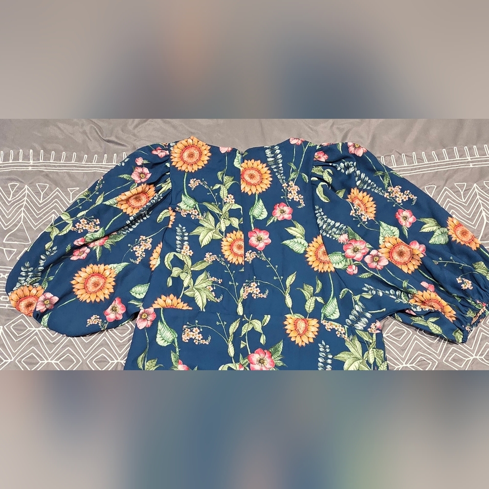 Sara Campbell Ellower Sunflower Midi Dress Size Medium - Picture 6 of 8